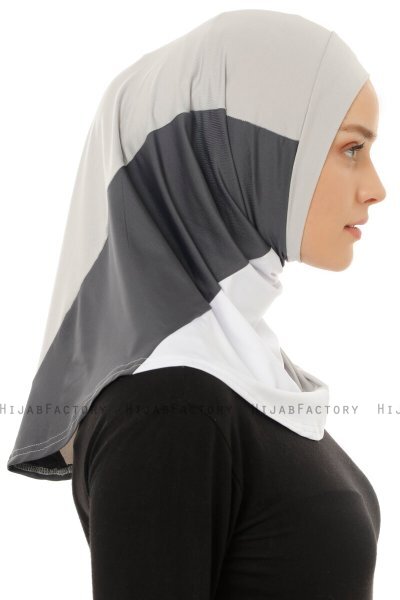 Esin - Lysegrå & Hvid & Anthracite One-Piece Hijab