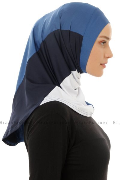 Esin - Indigo & Hvid & Marine Blå One-Piece Hijab