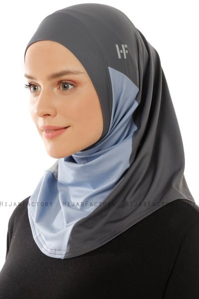 Esin - Anthracite & Lyseblå & Lysegrå One-Piece Hijab