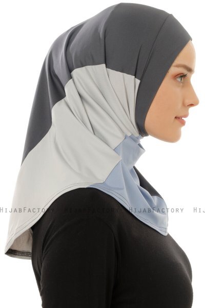 Esin - Anthracite & Lyseblå & Lysegrå One-Piece Hijab