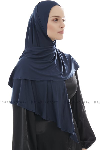 Ajda - Marine Blå Lynlås Hijab