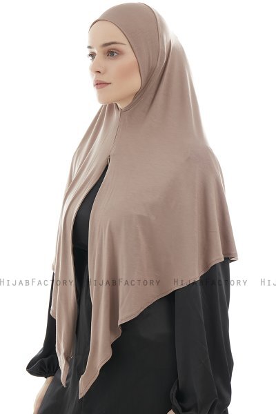 Ajda - Mørk Taupe Lynlås Hijab