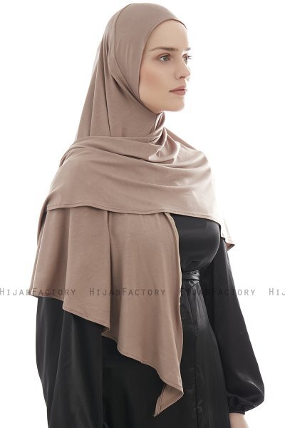 Ajda - Mørk Taupe Lynlås Hijab
