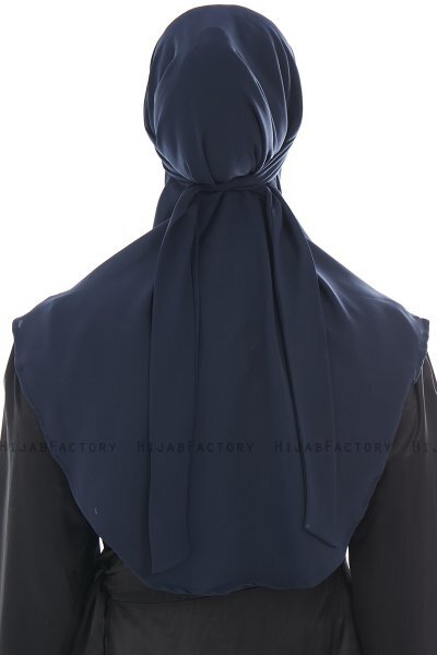 Ebrar - Marine Blå Crepe Chiffon Al Amira Hijab
