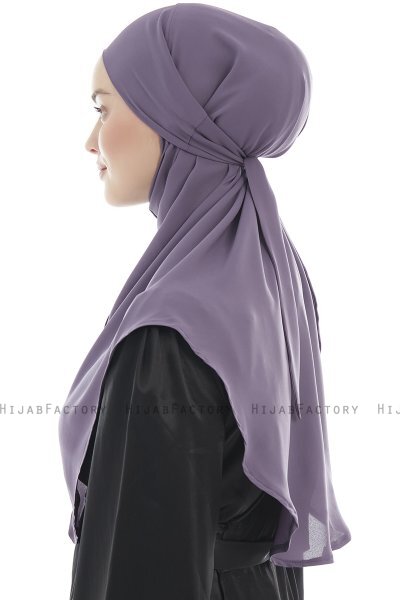 Ebrar - Mørke Lilla Crepe Chiffon Al Amira Hijab