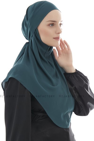 Ebrar - Mørkegrøn Crepe Chiffon Al Amira Hijab