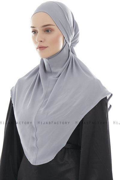Ebrar - Lysegrå Crepe Chiffon Al Amira Hijab