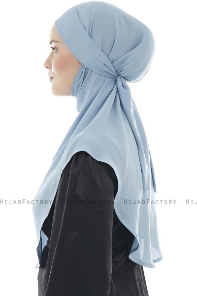 Ebrar - Lyseblå Crepe Chiffon Al Amira Hijab