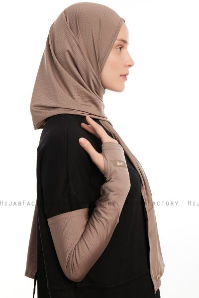 Azize - Mørk Taupe Pro Scarf Sport Hijab Set