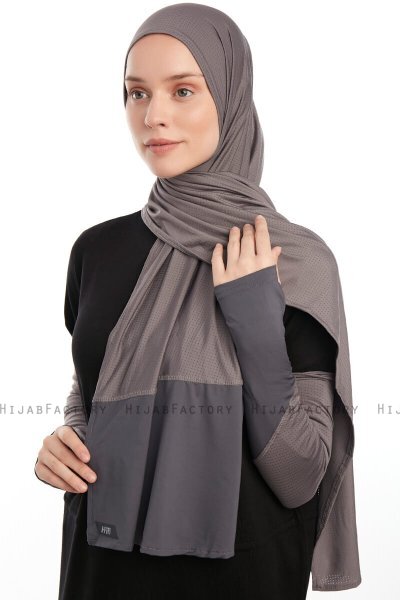 Azize - Mørkegrå Pro Scarf Sport Hijab Set