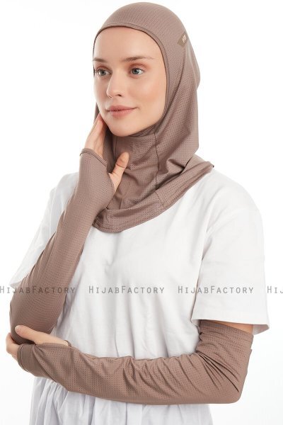 Bayda - Mørk Taupe Pro Sport Hijab Set