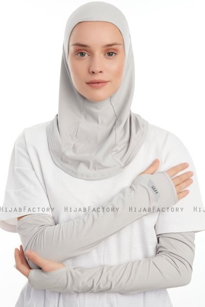 Bayda - Lysegrå Pro Sport Hijab Set