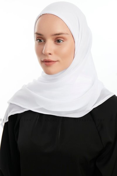 Eylem - Hvid One Piece Chiffon Hijab