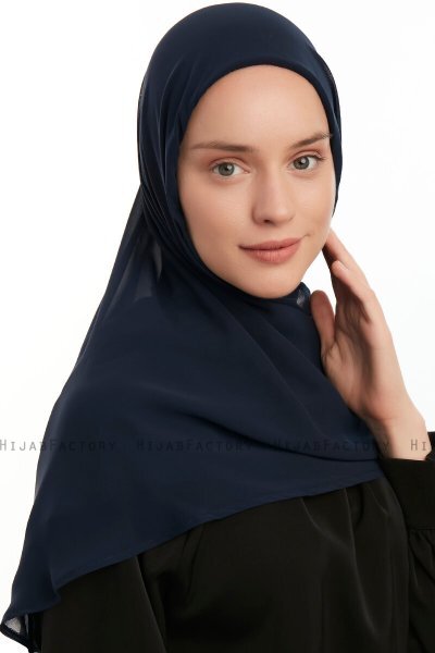 Eylem - Marine Blå One Piece Chiffon Hijab