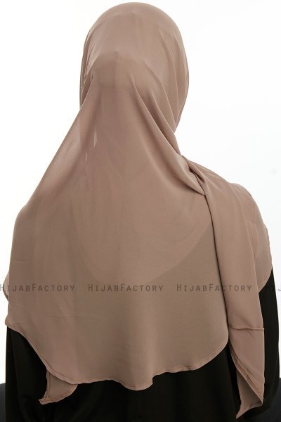 Eylem - Mørk Taupe One Piece Chiffon Hijab