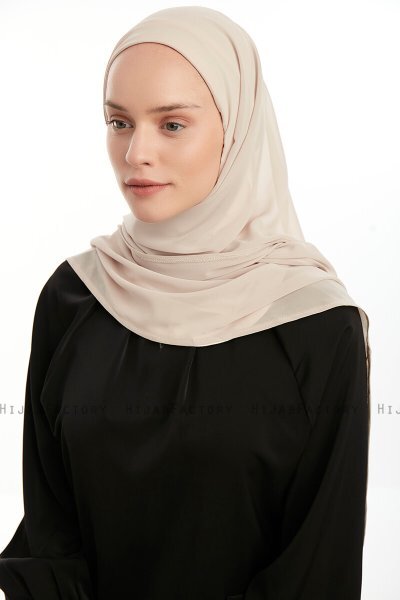 Eylem - Beige One Piece Chiffon Hijab
