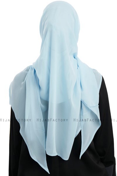 Eylem - Lyseblå One Piece Chiffon Hijab