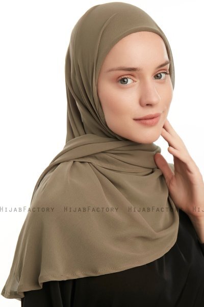 Eylem - Olivenegrøn One Piece Chiffon Hijab