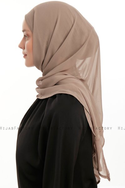 Sahar - Mørk Taupe One Piece Chiffon Hijab