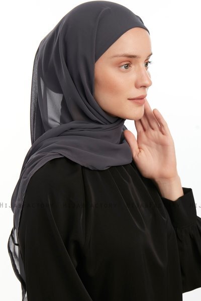Sahar - Anthracite One Piece Chiffon Hijab