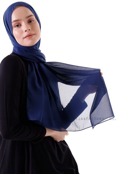 Hadise - Marine Blå Chiffon Hijab