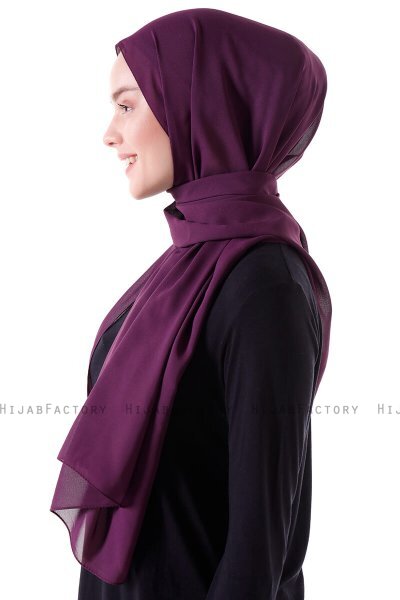 Hadise - Mørke Lilla Chiffon Hijab