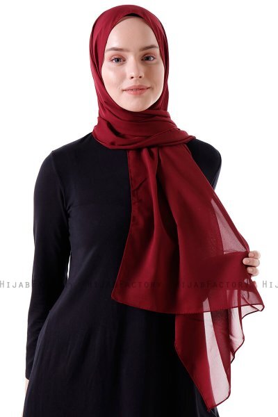 Hadise - Mørk Bordeaux Chiffon Hijab