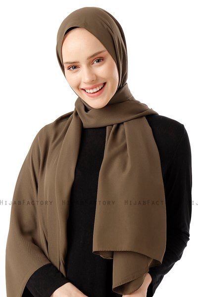 Hadise - Mørk Khaki Chiffon Hijab