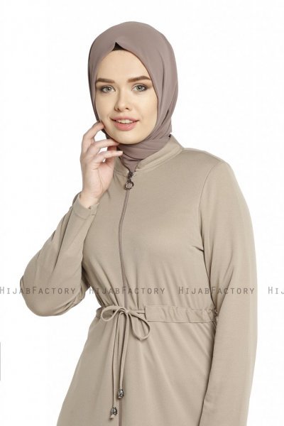 Emine - Taupe Abaya - Miss Cazibe