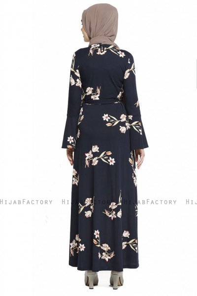 Naima - Marine Blå & Lakserosa Kjole