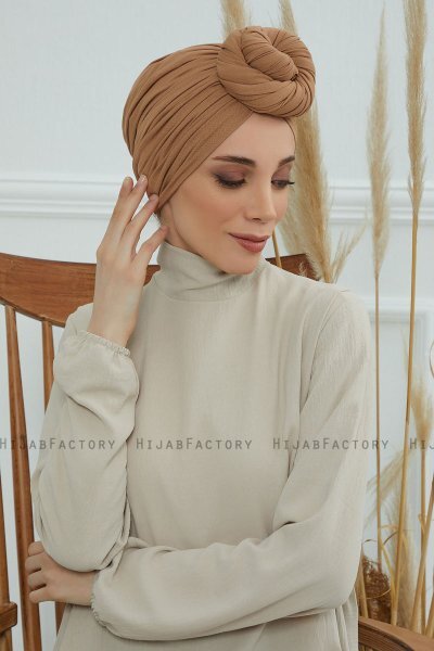 Amy - Lysebrun Bomuld Turban