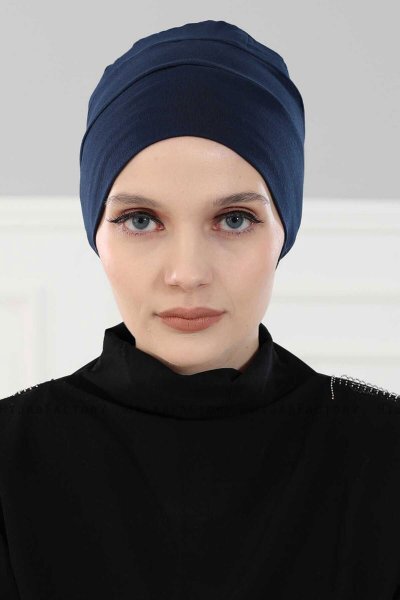 Stella - Marine Blå Bomuld Turban