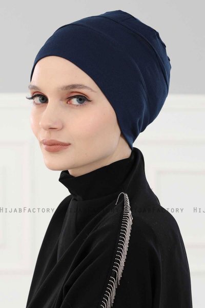 Stella - Marine Blå Bomuld Turban