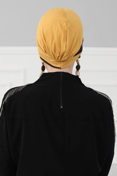 Elsa - Sennepsgul & Brun Bomuld Turban