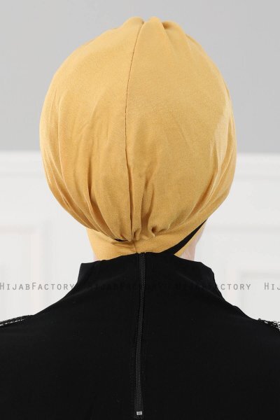 Elsa - Sennepsgul & Sort Bomuld Turban