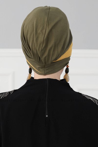 Elsa - Khaki & Sennepsgul Bomuld Turban