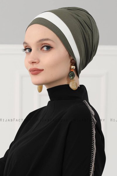 Elsa - Khaki & Creme Bomuld Turban
