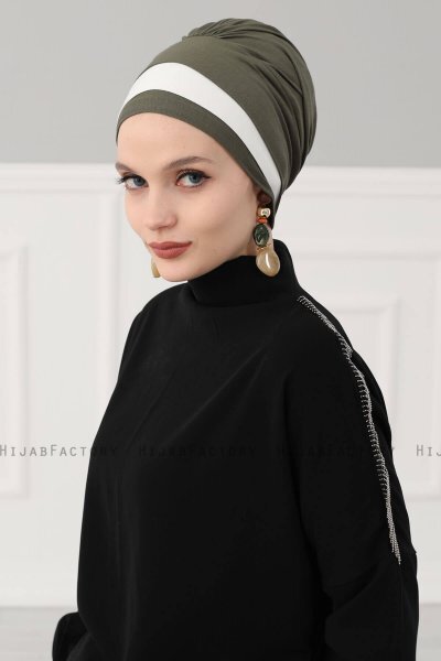 Elsa - Khaki & Creme Bomuld Turban