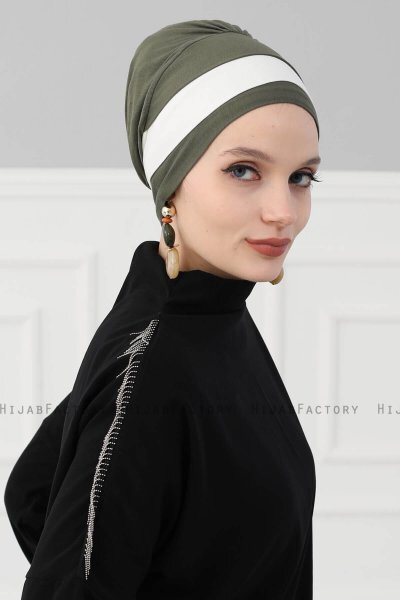 Elsa - Khaki & Creme Bomuld Turban