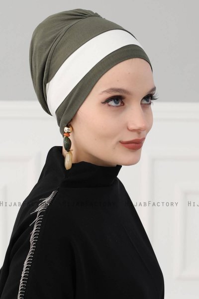 Elsa - Khaki & Creme Bomuld Turban