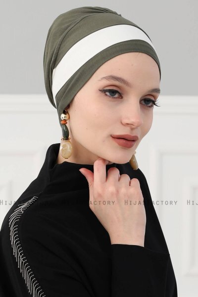 Elsa - Khaki & Creme Bomuld Turban