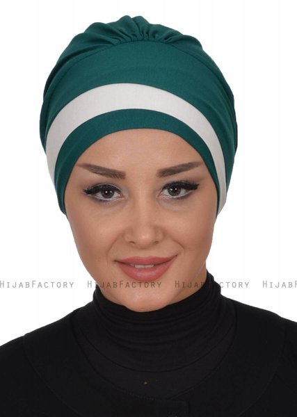 Elsa - Mørkegrøn & Creme Bomuld Turban