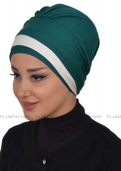 Elsa - Mørkegrøn & Creme Bomuld Turban
