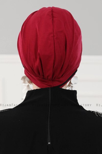 Elsa - Bordeaux & Sort Bomuld Turban