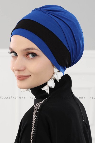 Elsa - Blå & Sort Bomuld Turban
