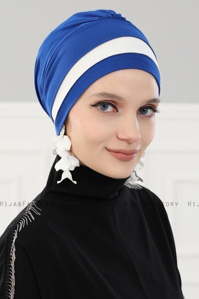 Elsa - Blå & Creme Bomuld Turban