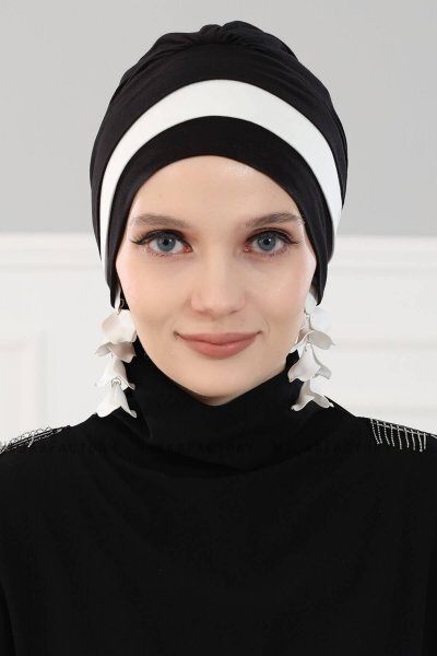 Elsa - Sort & Creme Bomuld Turban