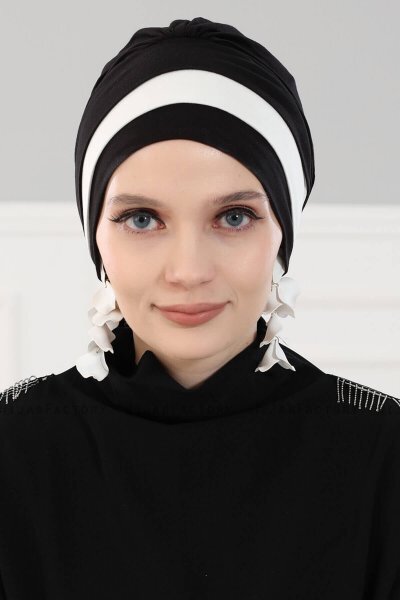 Elsa - Sort & Creme Bomuld Turban