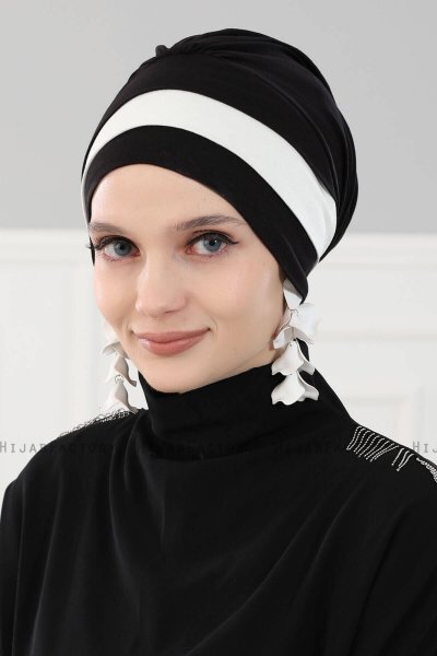 Elsa - Sort & Creme Bomuld Turban