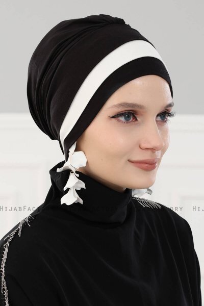 Elsa - Sort & Creme Bomuld Turban
